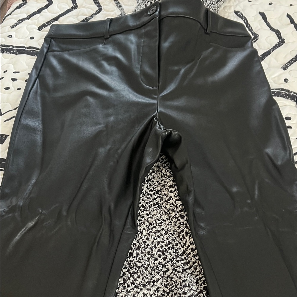 LOFT Black Faux Leather Pants – Straight Leg